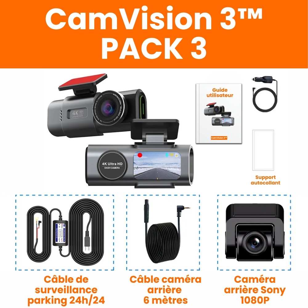 Dashcam triple caméra CamVision 3™