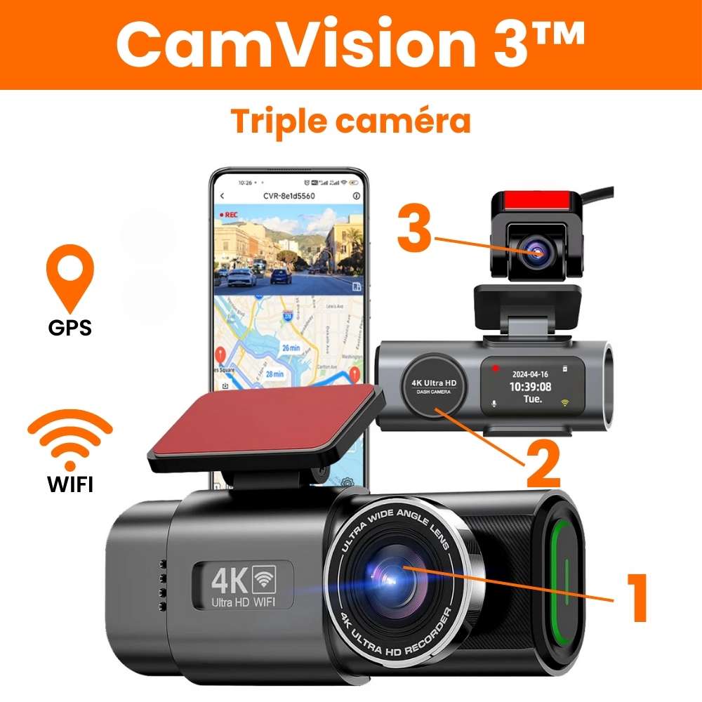 Dashcam triple caméra CamVision 3™