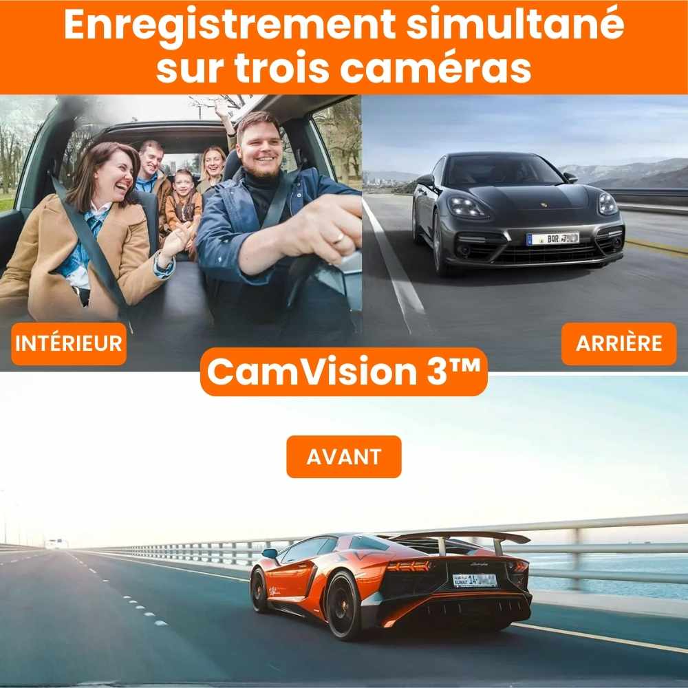 Dashcam triple caméra CamVision 3™