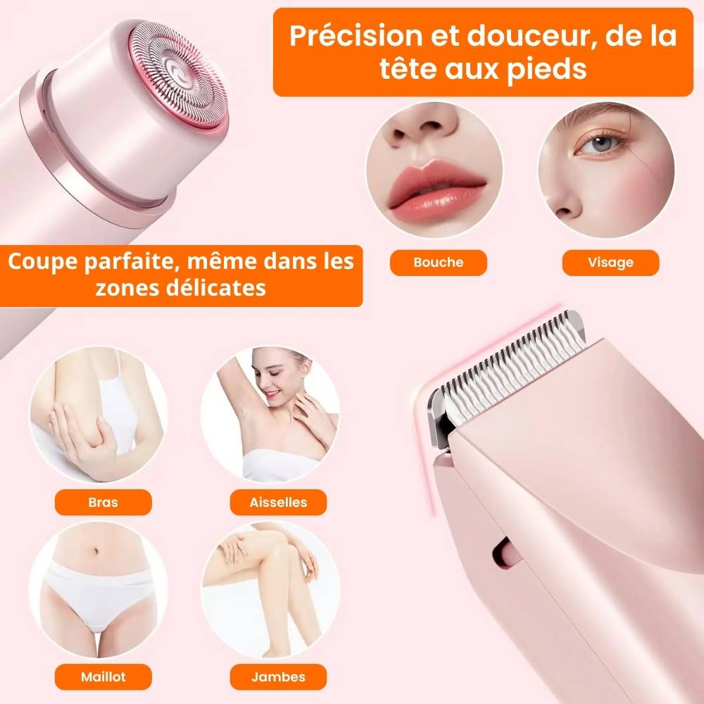 VelvetSkin™ – Rasoir électrique femme double tête IPX7