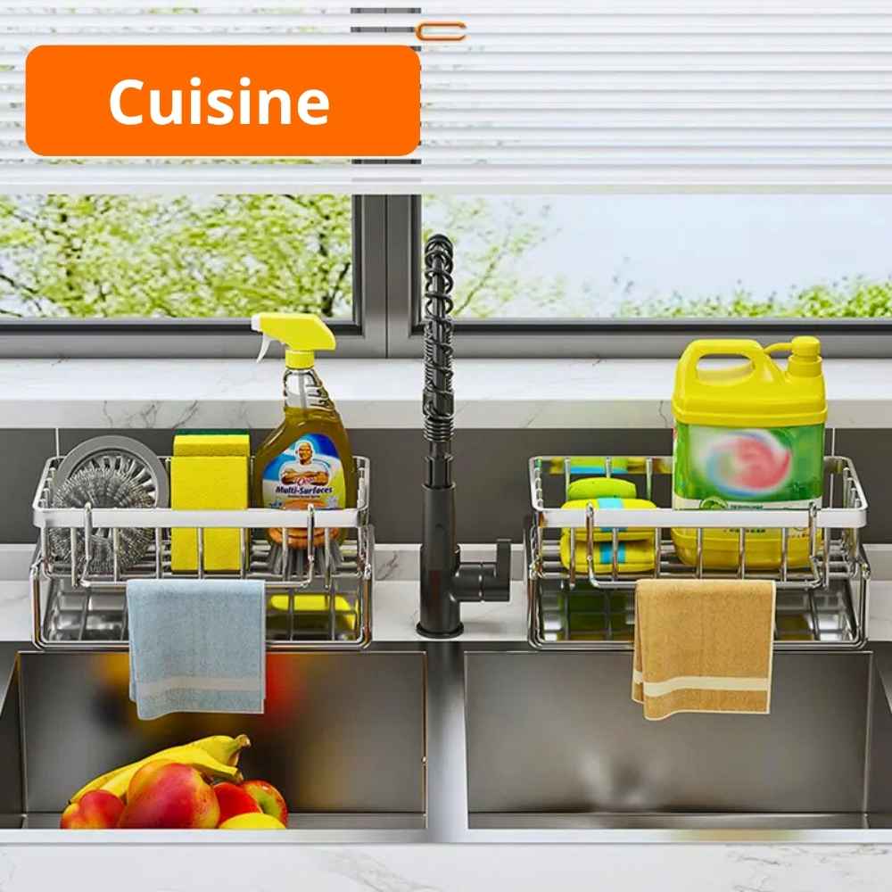 Égouttoir compact pour évier organisateur inox