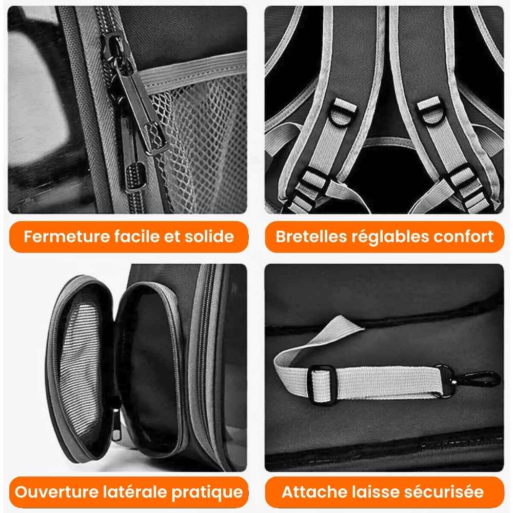 Sac à dos transparent pour animaux, transport stylé et aéré