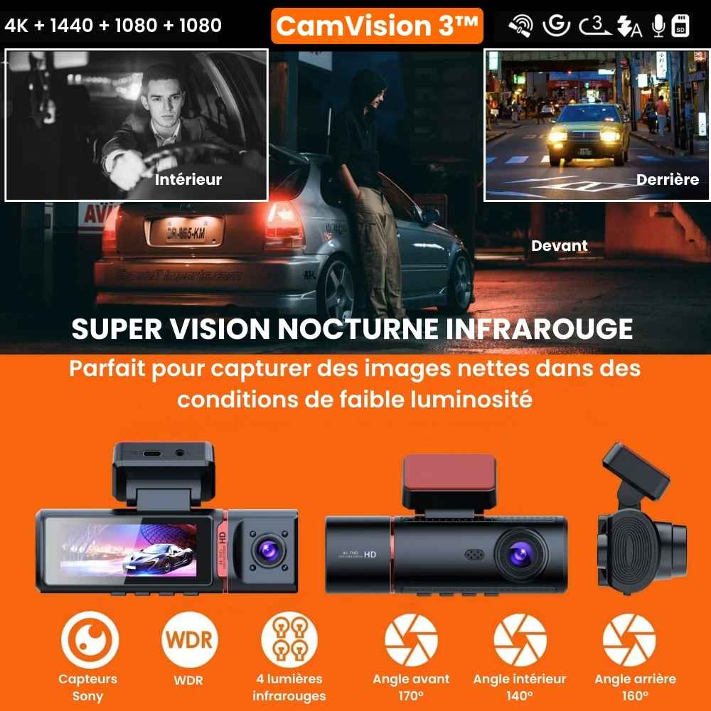 Dashcam triple caméra CamVision 3™