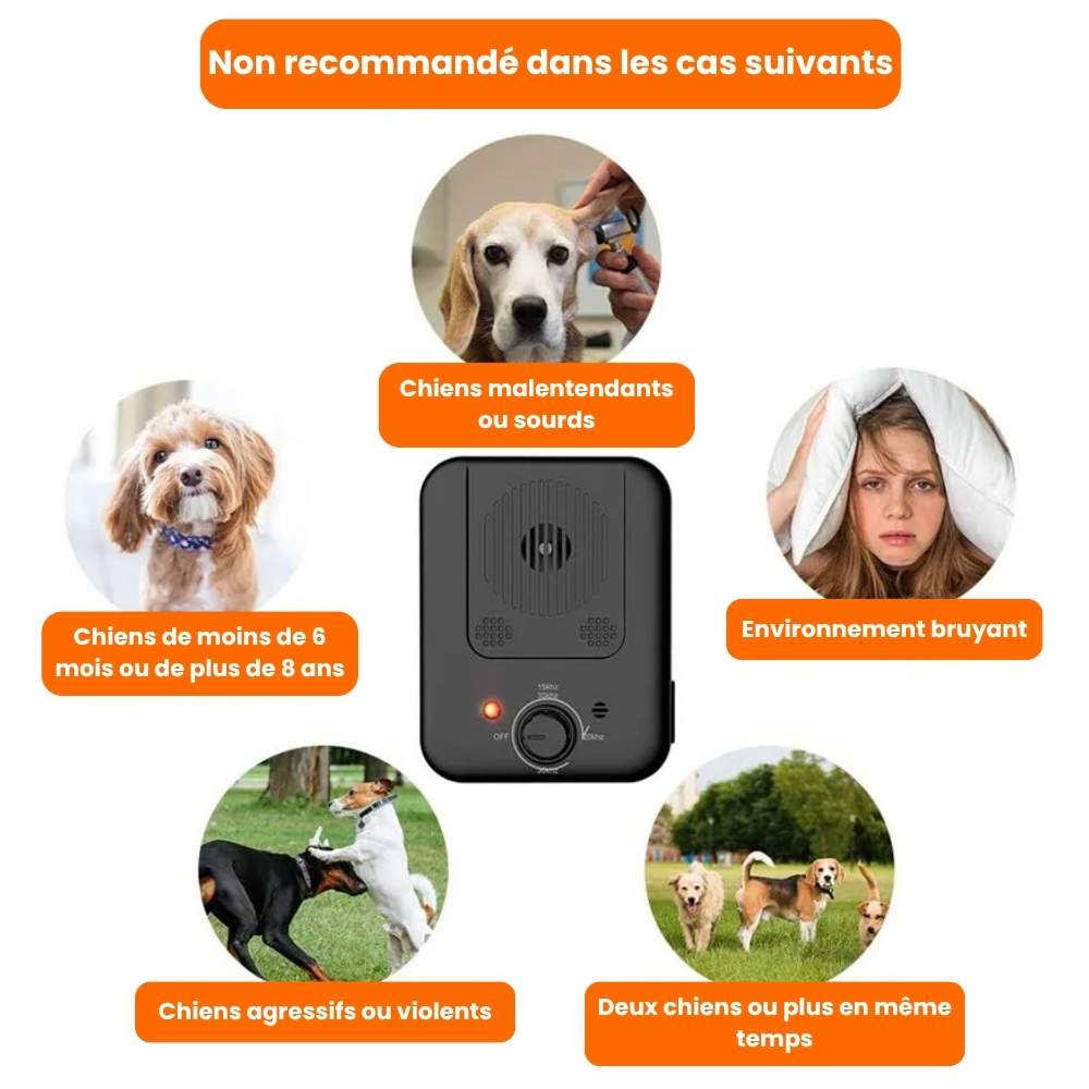 Système anti-aboiement à ultrasons pour chiens