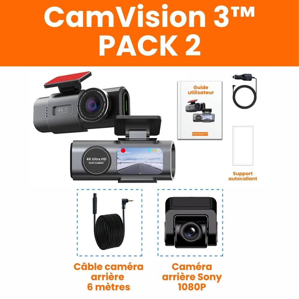 Dashcam triple caméra CamVision 3™
